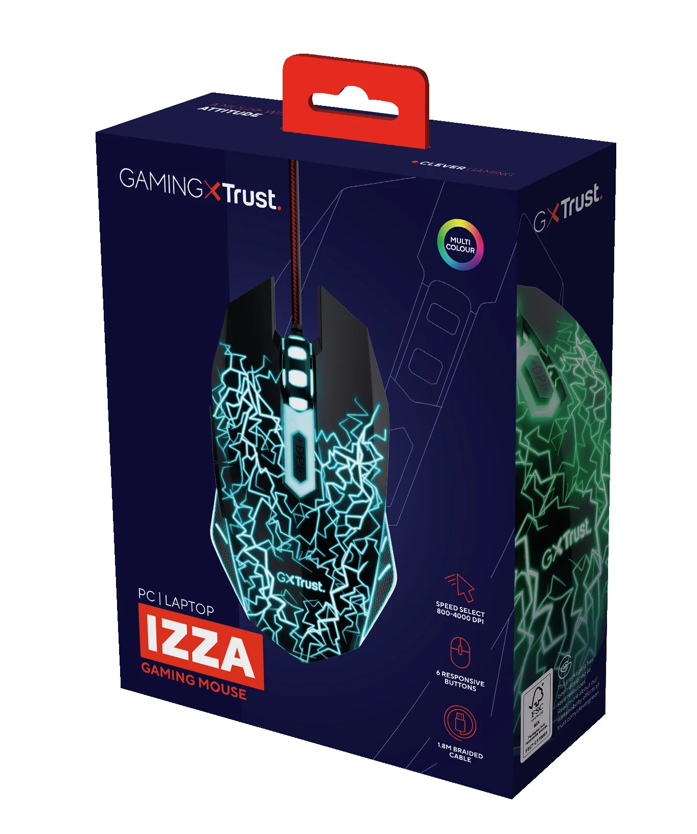 Trust GXT 105X Izza - USB Wired Optical Mouse in Black - 4,000 DPI - Image 6