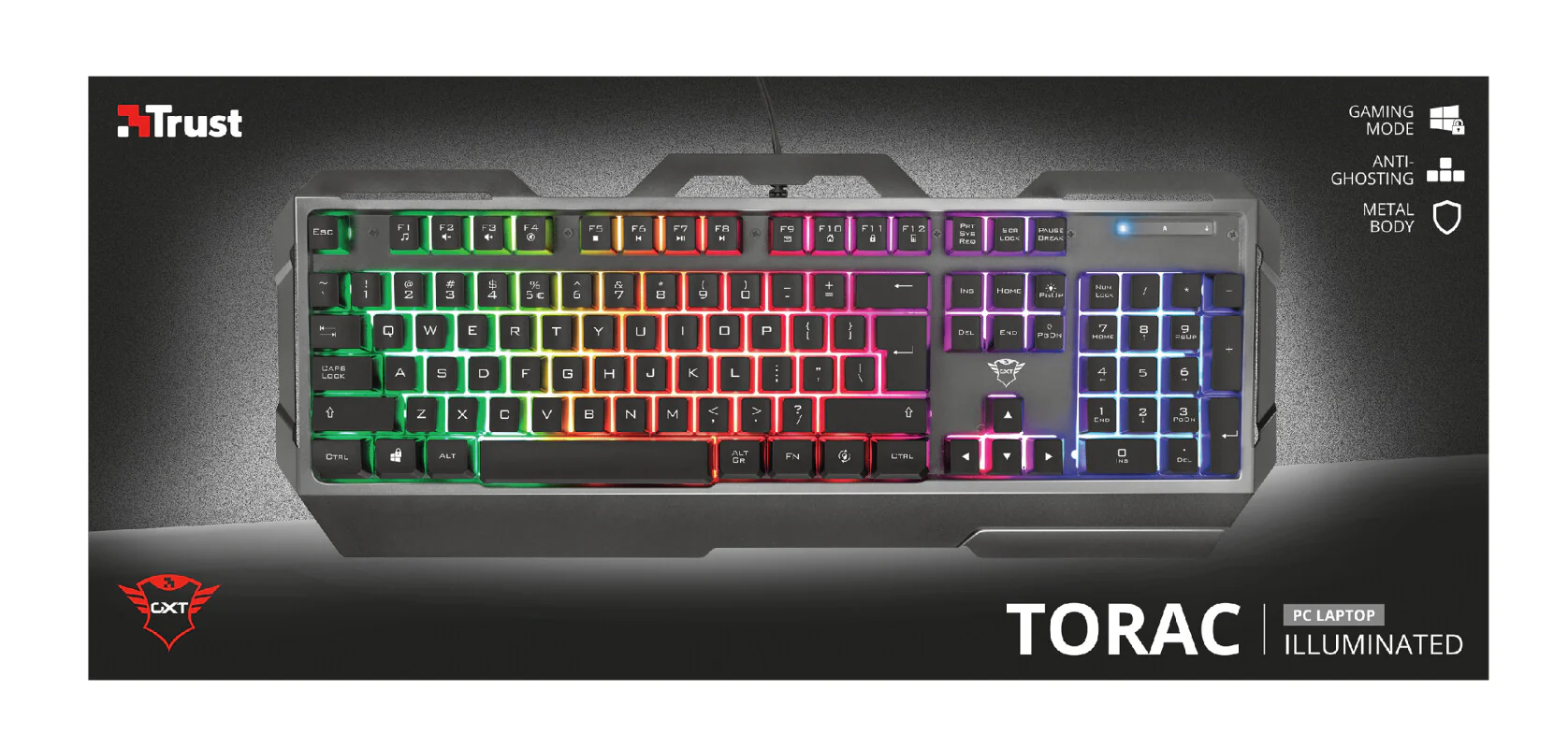 Trust GXT 856 Torac - USB Wired Membrane Keyboard in Black (QWERTY UK) - Image 7