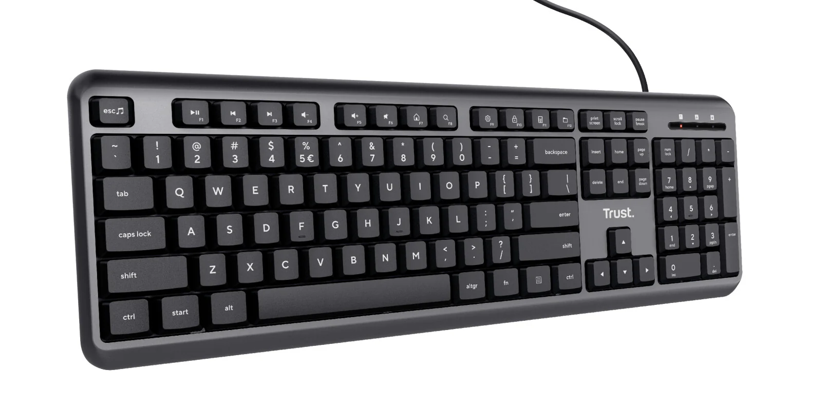 Trust ODY - USB Wired Membrane Keyboard in Black / Grey (QWERTY UK) - Image 4