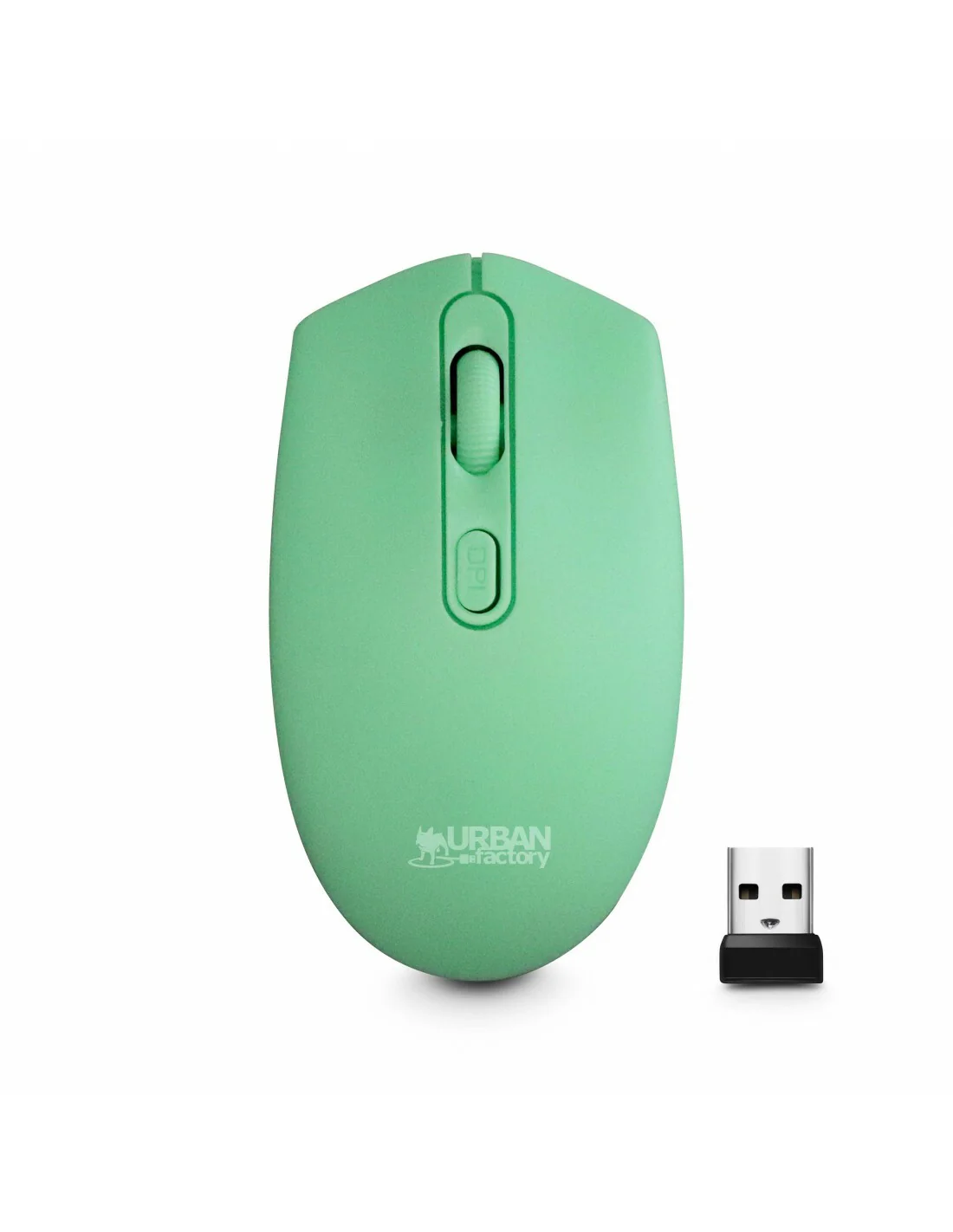 Urban Factory FREE - Ambidextrous RF Wireless Optical Mouse in Green - 1,600 DPI
