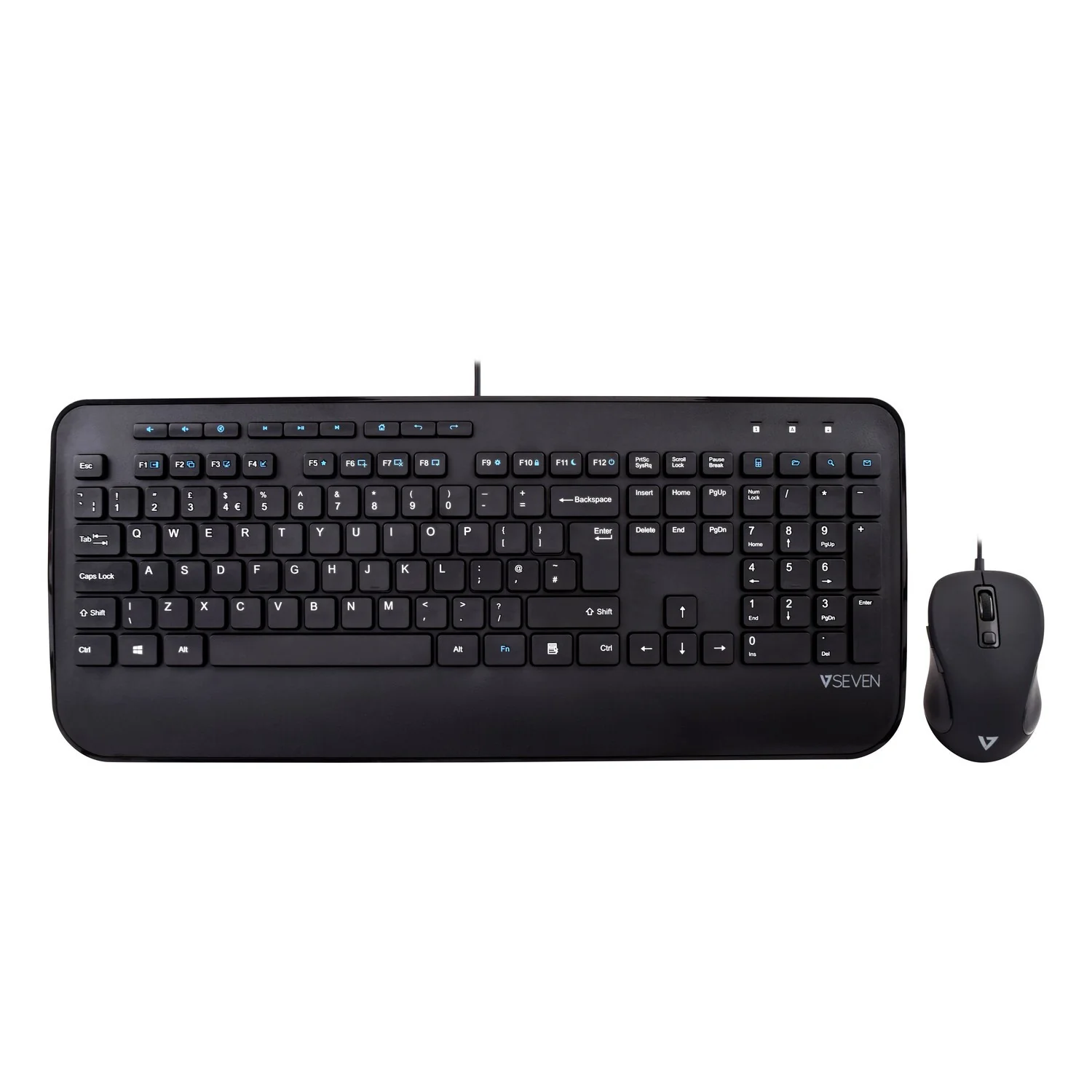 V7 Full Size USB Keyboard with Palm Rest and Ambidextrous Mouse Combo - UK - Image 3