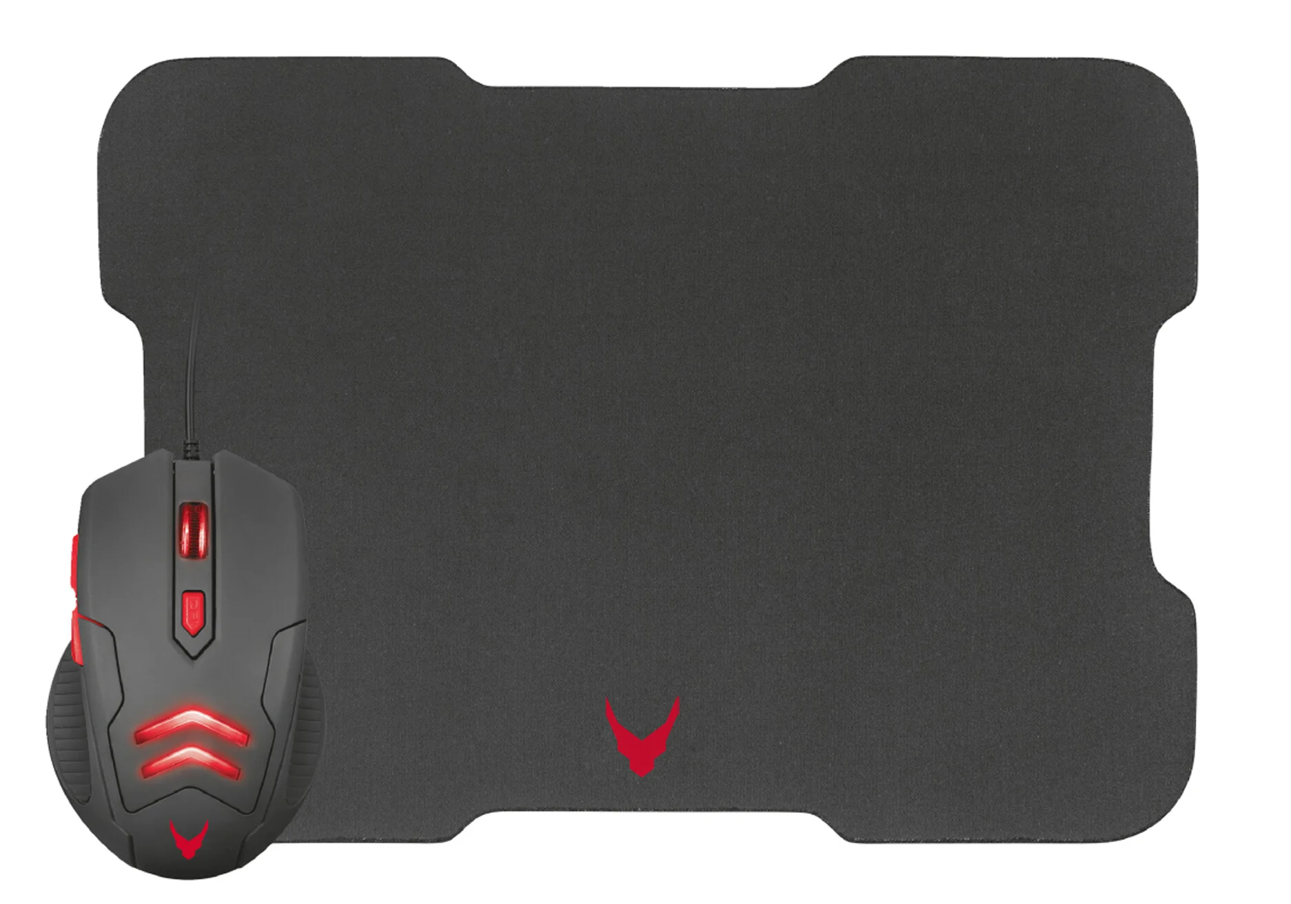 Varr VSETMPX4 Gaming Mouse and Mousepad Set - Wired USB-A Optical Backlit Mouse in Black/Red - 3,200 DPI - Image 2