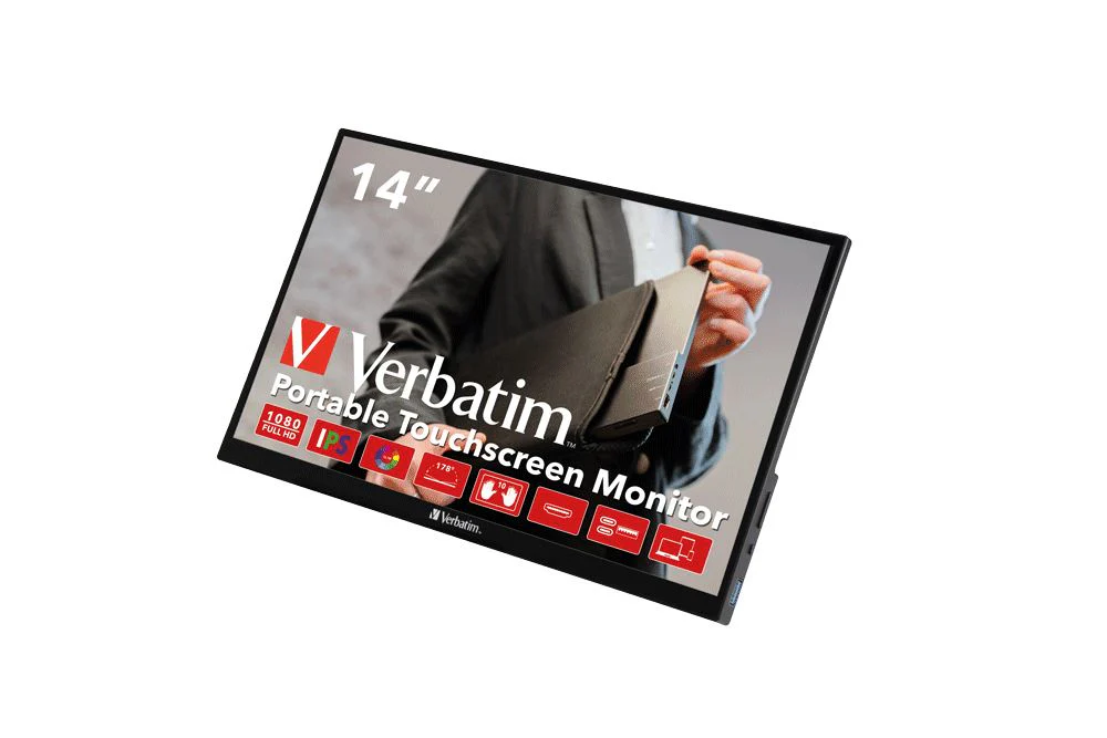 Verbatim 49591 computer monitor 35.6 cm (14") 1920 x 1080 pixels Full HD Touchscreen Black