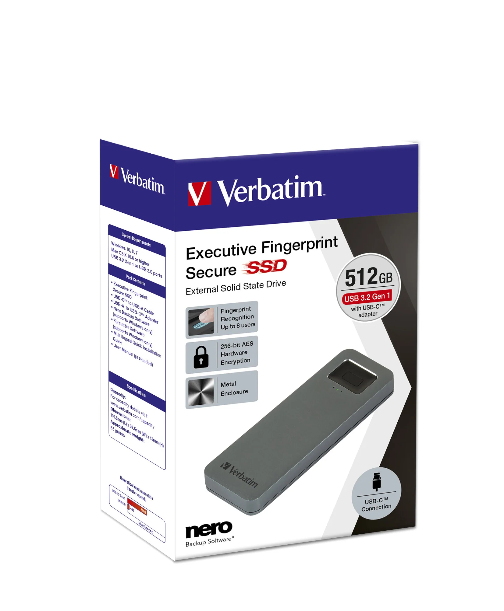 Verbatim Executive Fingerprint Secure - USB 3.1 Gen 1 External SSD - 512 GB - Image 10
