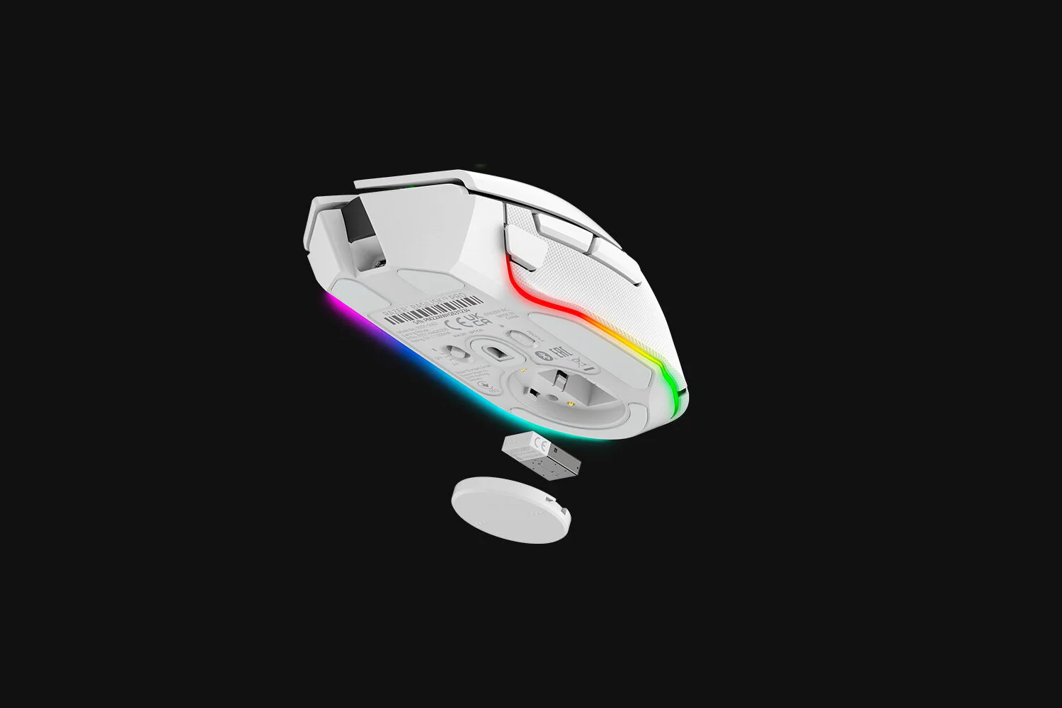 Razer Basilisk V3 Pro - RF Wireless + Bluetooth + USB Type-C Optical Mouse in White- 30,000 DPI - Image 4