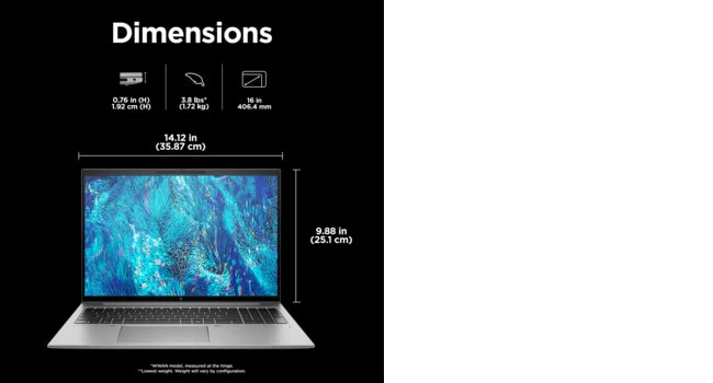 HP ZBook Firefly 16 G11 Mobile workstation - 40.6 cm (16") - Intel Core Ultra 7 155H - 32 GB DDR5-SDRAM - 1 TB SSD - NVIDIA RTX A500 - Wi-Fi 6E - Windows 11 Pro - Silver - Image 12